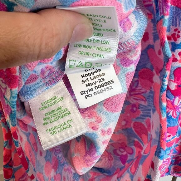 Lilly Pulitzer Aura Pink Baby Bloomer Floral Ruffled Sleeveless Linwood Romper - Picture 7 of 7